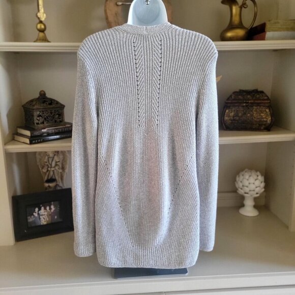 Talbots Womens Open Front Gray Knit Cardigan Sweater Small - Picture 2 of 9